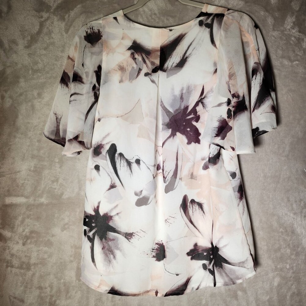 Calvin‎ Klein Floral Print Beachy Artsy Comfortable Romantic Short Sleeve Small - Picture 3 of 5